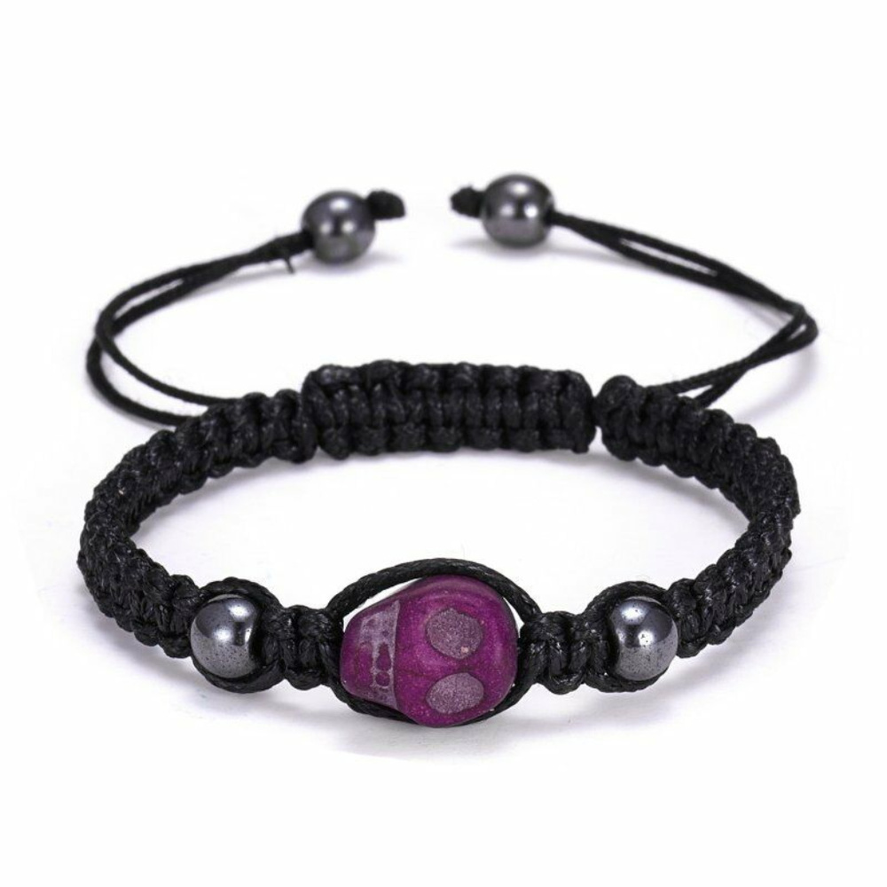 SKULL BRACELET - Braided Rope Cord - Rave Festival
